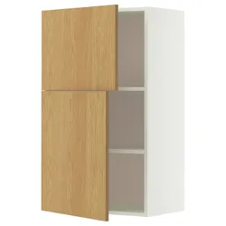 IKEA METOD(196.016.81) Настенный шкаф с полками/2 двери, белый/синарп вокруг дуба