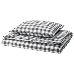 IKEA EKTANDVINGE(105.853.98) воздуховоды и наволочка, Белый/клетчатый антрацит