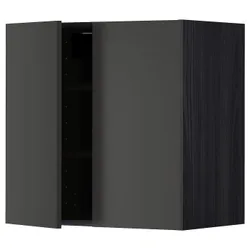 IKEA METOD(394.987.15) навесной шкаф с полками/2 двери, черный/Nickebo матовый антрацит