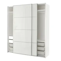 IKEA PAX / HOKKSUND(094.333.01) Гардеробная комбинация, белый/глянцевый светло-серый