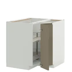 IKEA METOD(595.774.10) Угловой шкаф с каруселем, белый/voxtorp Gloss Dark -Brown