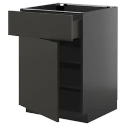 IKEA METOD / KNIVSHULT(295.893.96) стоячий шкаф с дверцами, черно-серый/Nickebo матовый антрацит