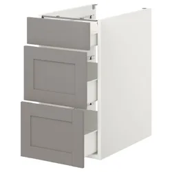 IKEA ENHET(293.209.68) нижний шкаф / 3 ящика, белая/серая рамка
