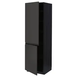 IKEA METOD(994.953.99) высокий шкаф с полками/2 двери, черный/Upplöv матовый антрацит