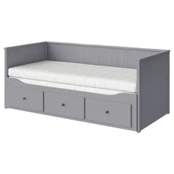 IKEA HEMNES(195.214.82) Кушетка с 3 ящиками, 2 матрасами., серый/Åfjäll средней твердости