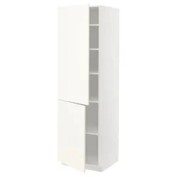IKEA METOD(595.073.18) высокий шкаф с полками/2 двери, белый/Вальстена белый