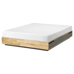 IKEA MANDAL(906.309.95) рама кровати с контейнерами, Береза/серый
