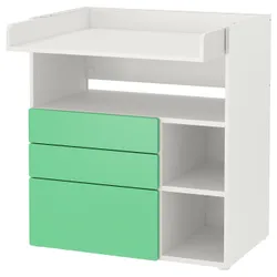 IKEA SMÅSTAD (993.922.35) пеленальний столик, біло-зелений / з 3 ящиками