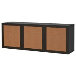 IKEA BESTÅ(994.217.75) комбінування навісних шаф, чорно-коричневий Studsviken/темно-коричневий плетений тополь