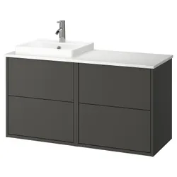 IKEA HAVBÄCK / ORRSJÖN(595.285.18) шафа для умивальника/умивальник/змішувач, імітація темно-сірого/білого мармуру