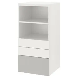 IKEA SMÅSTAD / PLATSA(093.878.13) стойка, белый серый / с 3 ящиками