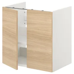 IKEA ENHET(593.224.33) умывальник с пол/дверью, белый / имитация дуб