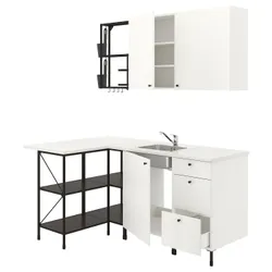 IKEA ENHET(493.382.17) кутова кухня, антрацит/білий