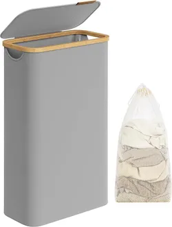 SONGMICS Кошик для білизни з кришкою, 60 л, сірий LCB506G01