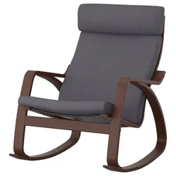 IKEA POÄNG(193.958.36) крісло-гойдалка, коричневий / Скіфтебо темно-сірий