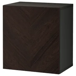 IKEA BESTÅ(494.261.48) шафа з дверцятами, чорно-коричневий хедевікен/дубовий шпон темно-коричневого кольору