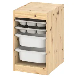IKEA TROFAST(695.235.82) стеллаж с контейнерами/лотками, светло-белая морилка серая сосна/белый