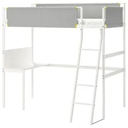 IKEA VITVAL(693.025.66) каркас ліжка-антресолі зі стільницею, білий / світло-сірий