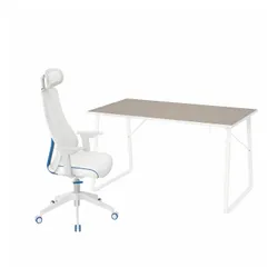 IKEA HUVUDSPELARE / MATCHSPEL(294.909.65) ігровий стіл і крісло, бежевий/білий