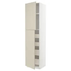IKEA METOD / MAXIMERA(094.585.65) 2-дверный/4-ящный высокий шкаф, белый/Хавсторп бежевый