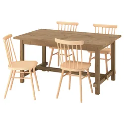 IKEA NORDVIKEN / HÖGVED(496.101.46) Стіл та 4 стільці, Патована Пляма/Окл Береза