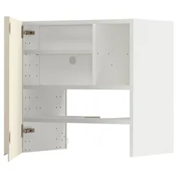 IKEA METOD(595.053.38) шафа карнизна з полицею/дверцями, білий/Voxtorp глянцевий світло-бежевий