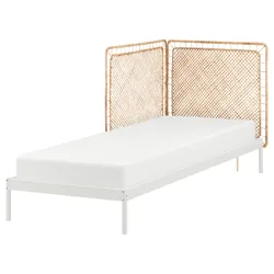 IKEA VEVELSTAD(794.418.02) каркас кровати/2 изголовья, белый/тонкий ротанг