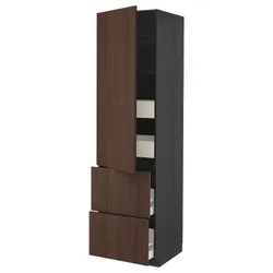 IKEA METOD / MAXIMERA(894.058.70) w sz z pół / 4 szu / drz / 2 fr, чорний/Sinarp коричневий