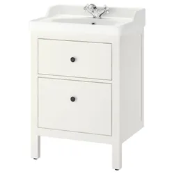 IKEA HEMNES / RUTSJÖN(495.468.34) тумба під умивальник з ящиками/мийкою/змішувачем, білий