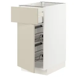 IKEA METOD / MAXIMERA(194.699.31) stj шафа / корзина др / ящик / двері, білий / Havstorp бежевий