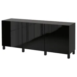 IKEA BESTÅ(591.398.06) поєднання з дверима, чорно-коричневий / Selsviken / Stubbarp глянець / чорний