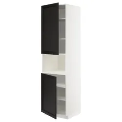 IKEA METOD(994.668.01) шестой высокий микро 2д/половина, белый/лерхиттан черная морилка