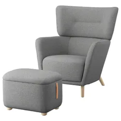 IKEA OSKARSHAMN(994.853.43) кресло с подставкой для ног, Тибблби бежевый/серый