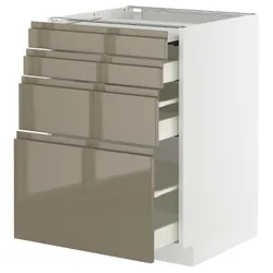 IKEA METOD / MAXIMERA(195.774.26) ST Cabinet с выдвижным верхом/3 -й, белый/voxtorp Gloss Dark -Brown