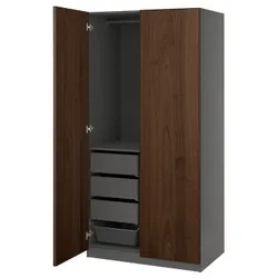 IKEA PAX / BJÖRNESKOGEN(695.752.36) комбінований гардероб, темно-сірий/горіховий шпон