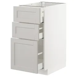 IKEA METOD / MAXIMERA (592.742.29) стоячий шкаф с 3 ящиками, белый / лерхиттан светло-серый