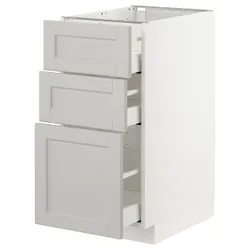 IKEA METOD / MAXIMERA (592.742.29) тумба стояча з 3 ящиками, білий / Lerhyttan світло-сірий