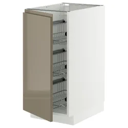 IKEA METOD(495.769.20) шкафы из корзины Druc, белый/voxtorp Gloss Dark -Brown