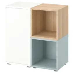 IKEA EKET(095.493.87) комбинация шкафов с ножками, белый/мореный дуб, светлый серо-синий эффект