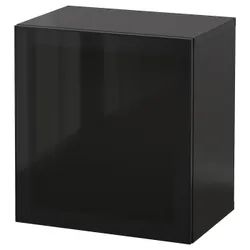 IKEA BESTÅ(494.410.83) комбінування навісних шаф, чорно-коричневий / Glassvik glass
