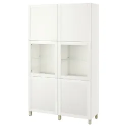 IKEA BESTÅ(394.244.56) книжный шкаф / стеклянная дверь, белое прозрачное стекло Sindvik/Hanviken/Stubbarp бежевый