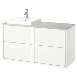 IKEA HAVBÄCK / ORRSJÖN(295.285.10) шкаф для умывальника/умывальник/смеситель, имитация белого/серого камня