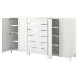 IKEA PLATSA(194.876.47) шафа з дверцятами та ящиками, білий/САННІДАЛ білий