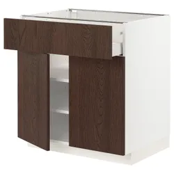 IKEA METOD / MAXIMERA(094.601.01) верхний ящик / 2 двери, белый / синарп коричневый