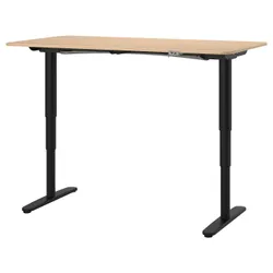 IKEA BEKANT(892.818.22) стол с регулировкой высоты, шпон дуба, тонированный в белый/черный цвет
