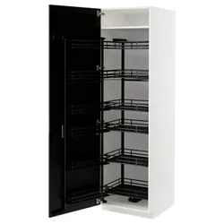 IKEA METOD(794.720.06) висока шафа з висувною коморою, білий/забарвлений лерхітановим чорним