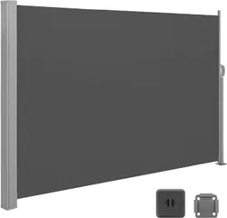 SONGMICS Бокова кришка, висувна, 160 х 350 см, захист від сонця, непрозорі зовнішні рулонні штори, для тераси, для саду, сталь,
