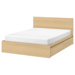 IKEA MALM(991.750.72) Каркас кровати с 4 ящиками, дубовый шпон, беленый / Lönset