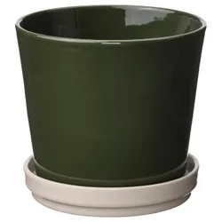 IKEA KLOTLÖNN(305.982.67) горшок с подставкой, внутренний/внешний/темно -серо -зеленый свет бежевый