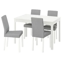 IKEA EKEDALEN / KÄTTIL(994.288.14) стол и 4 стула, белый / Книса светло-серый